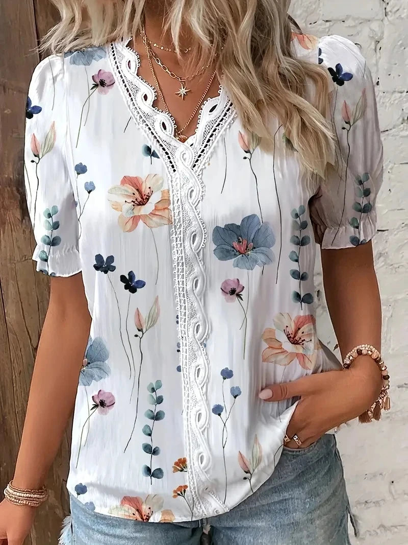 Sarah | Elegante zomerblouse met kantdetails