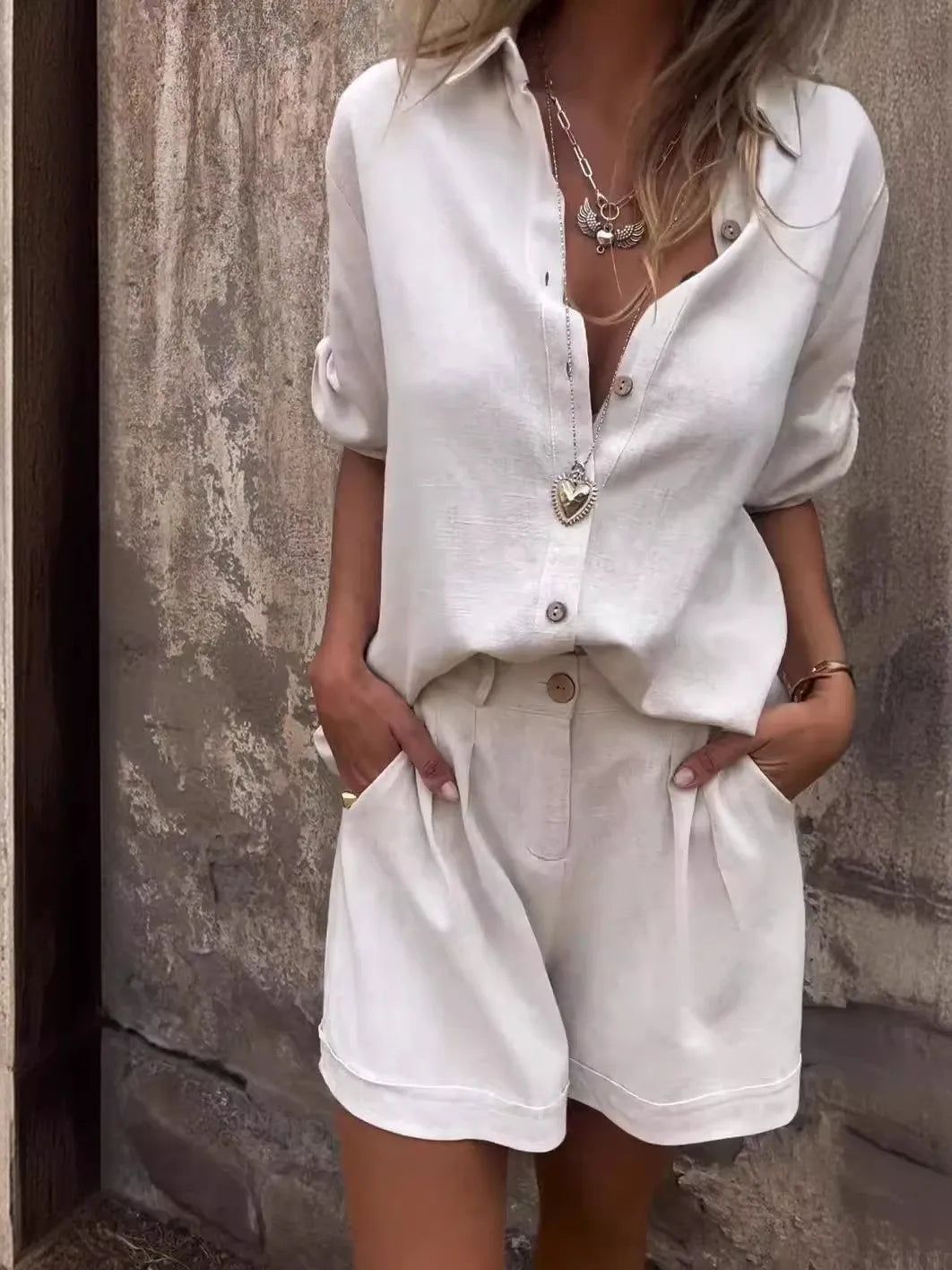 Sanne | Elegante Zomerse Set met Knoopjes