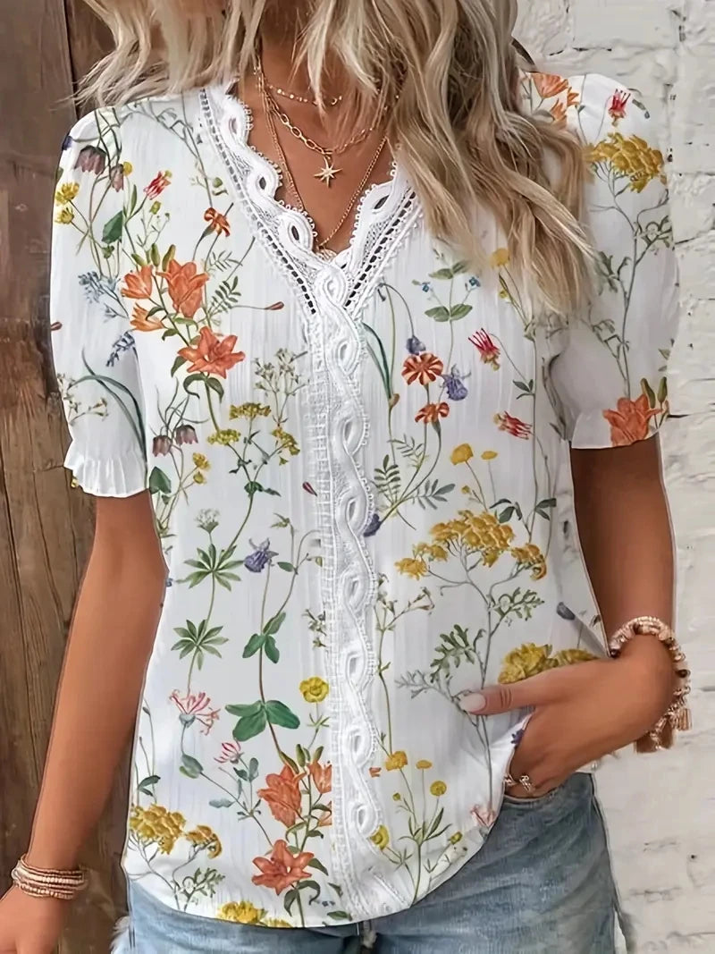Sarah | Elegante zomerblouse met kantdetails