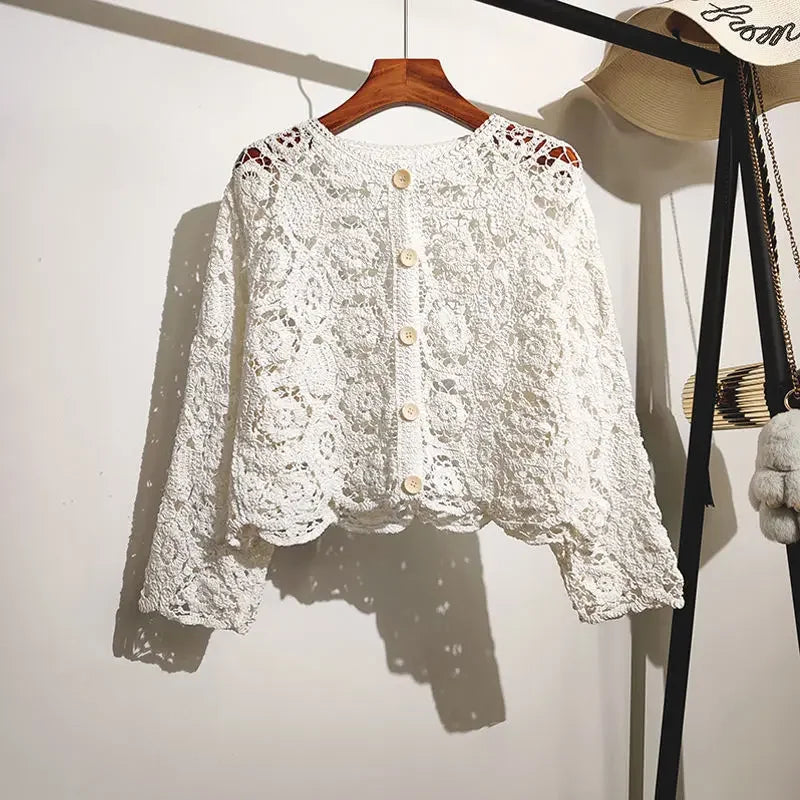 Lotte | Luchtige katoenen kanten cardigan