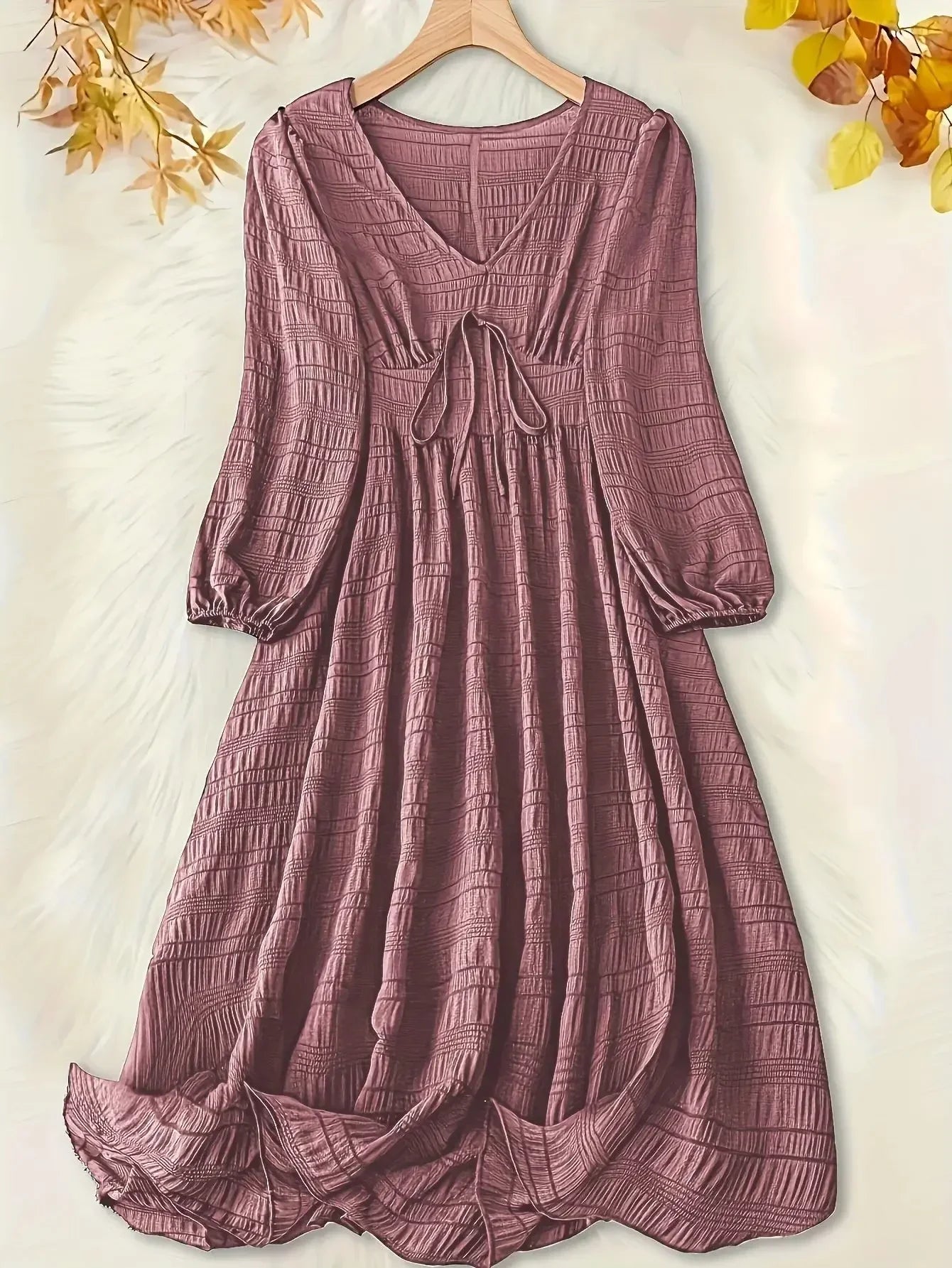 Luna | Casual jurk met strik en pofmouwen